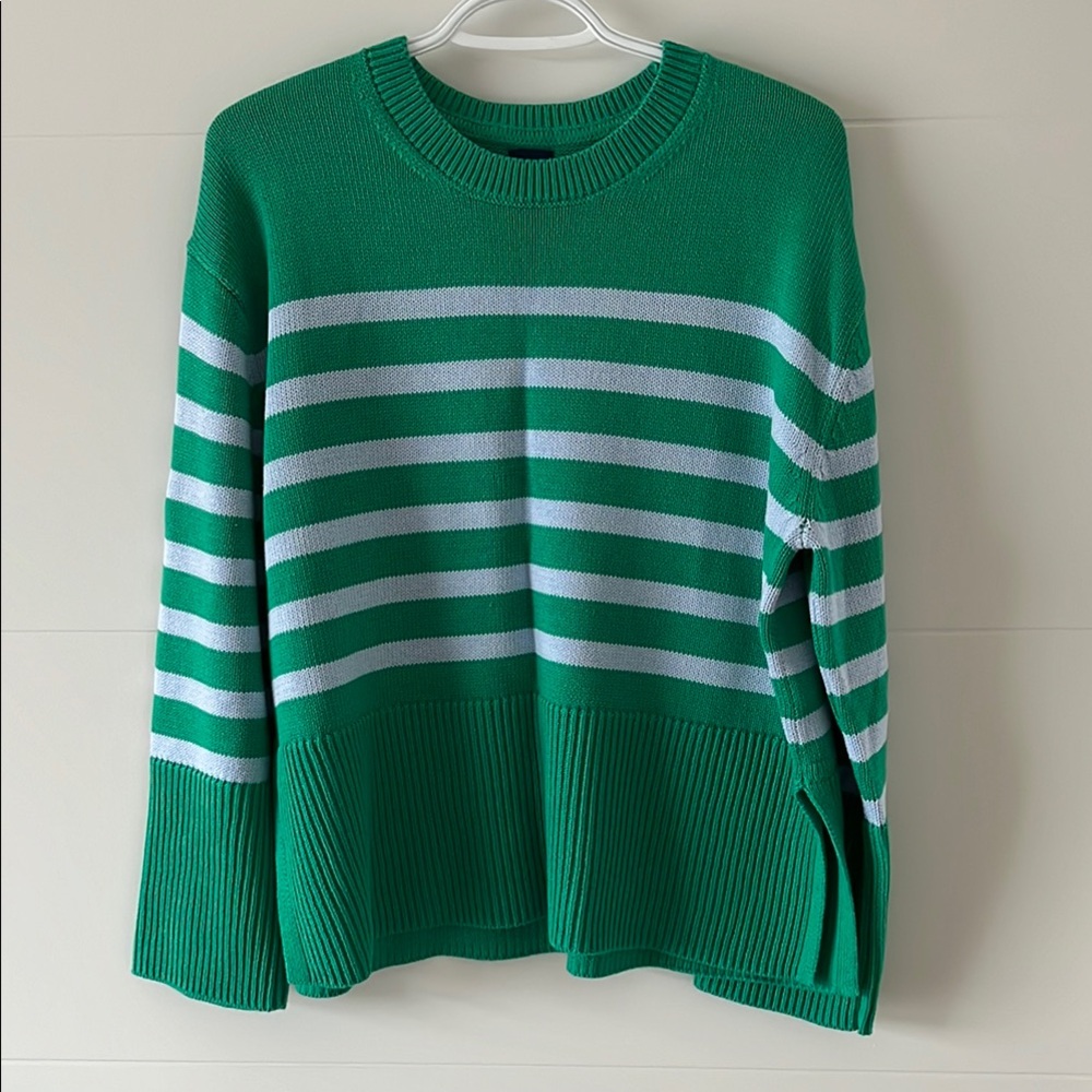GAP Green and Blue Striped Women's Sweater